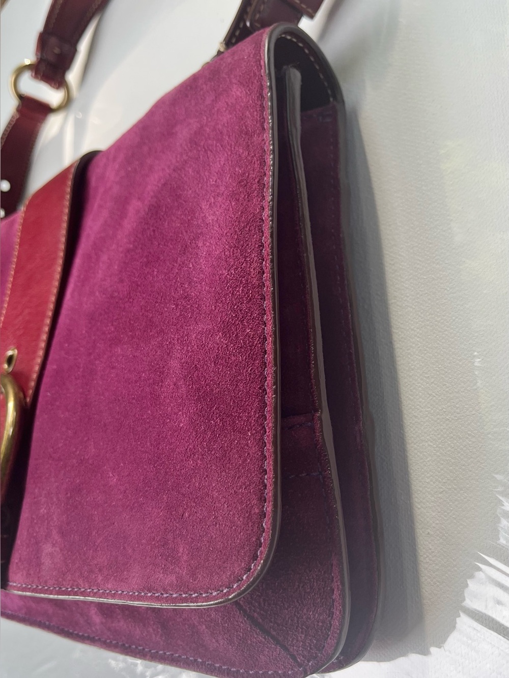 Vintage Y2K Coach Soho Suede Shoulder Flap - Style 9664 - Plum - Picture 9 of 16
